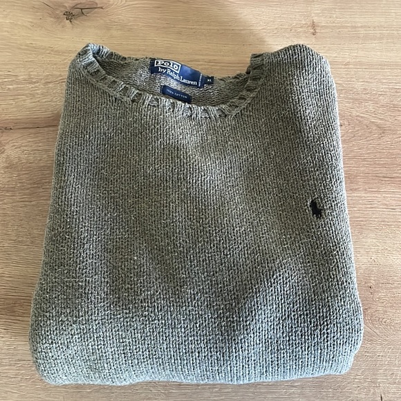 VINTAGE Polo Ralph Lauren Mens Crew Neck Pullover Sweater- Gray - Picture 7 of 7